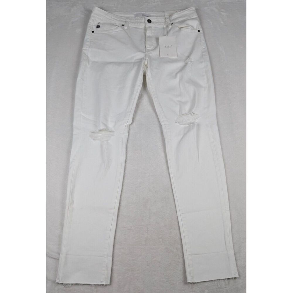 Kancan‎ Jeans Womens 13/30 White Low Rise Super Skinny Distressed Raw Hem NWT